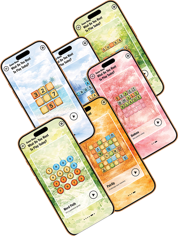 Clue Forest word puzzle app showing six game modes — Clue Forest, Word Weave, Deduce, PairUp, Word Path, and Number Nest