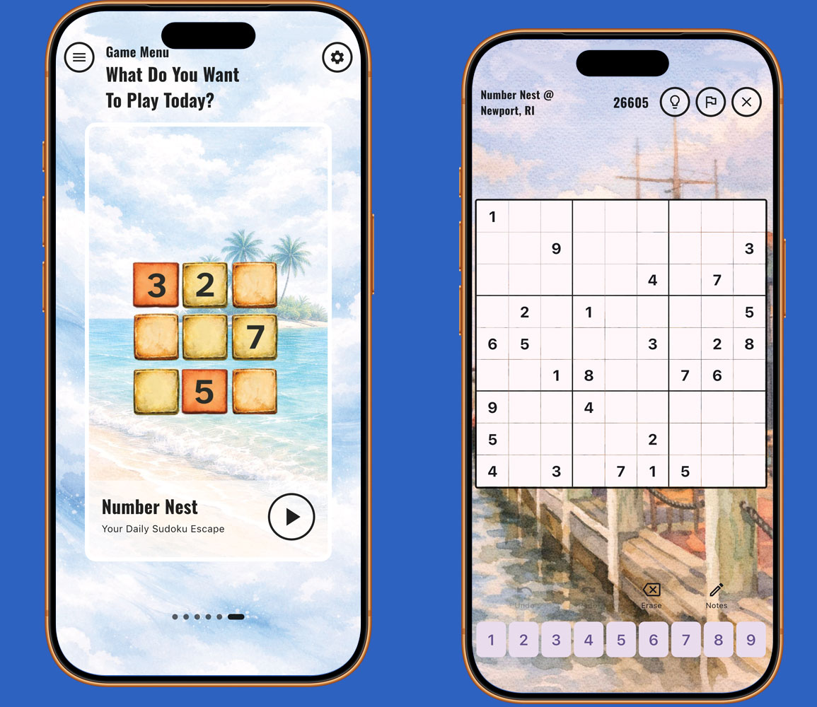 Number Nest Sudoku puzzle game with 9x9 grid and number input