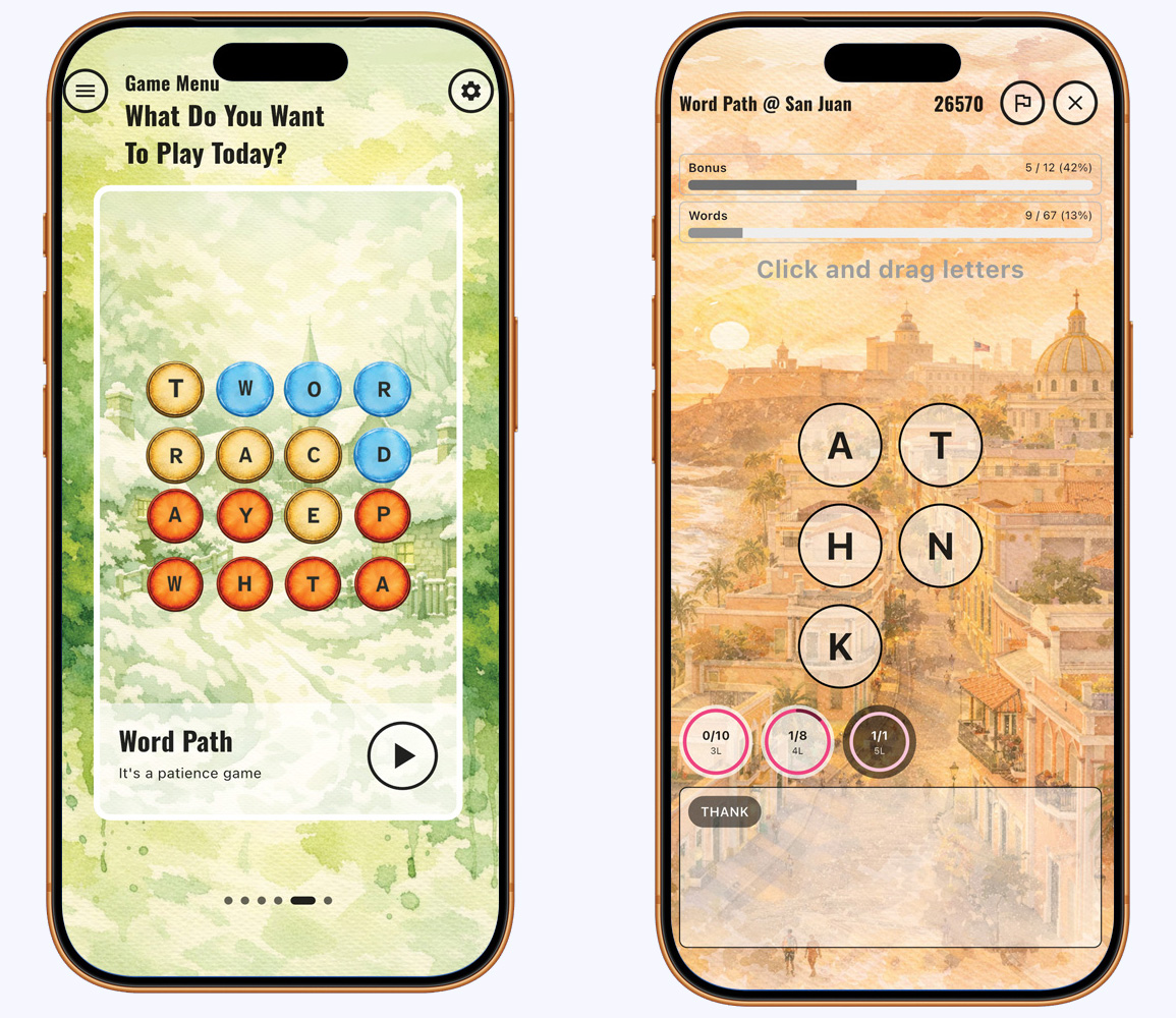 Word Path letter grid word discovery puzzle game