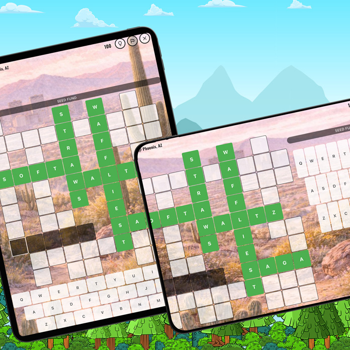 Word Weave crossword grid showing multiple puzzle sizes and layout options